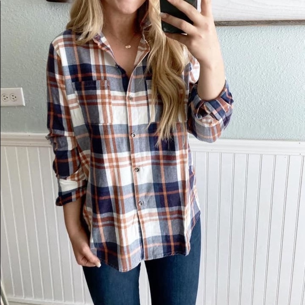 Plaid button down shirt